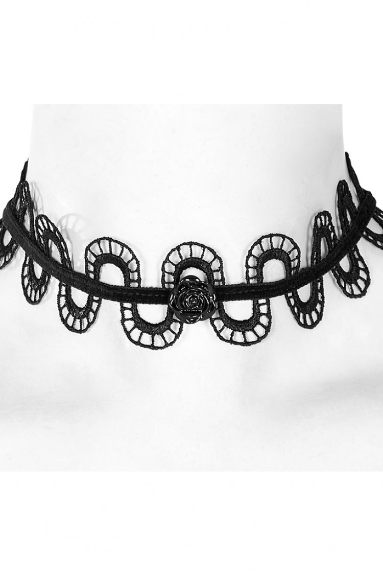 Black Rose Snakelike Hollow Women's Gothic Choker - Product - 4