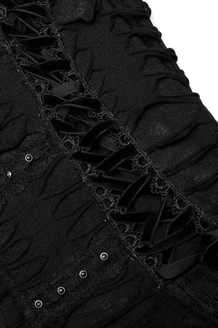 Lace Mesh Irregular Hem Hooded Womens Gothic Coat 2 Colors - Product - 11