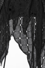 Black V Collar Sleeveless Stitching Lace-Up Irregular Mesh Women's Gothic Long Vest - Product - 8