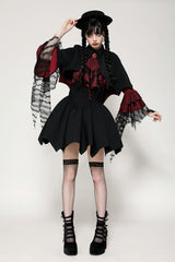 Black/Red Bat Collar Diamond Bat-Shaped Women's Gothic Capelet - Product - 8