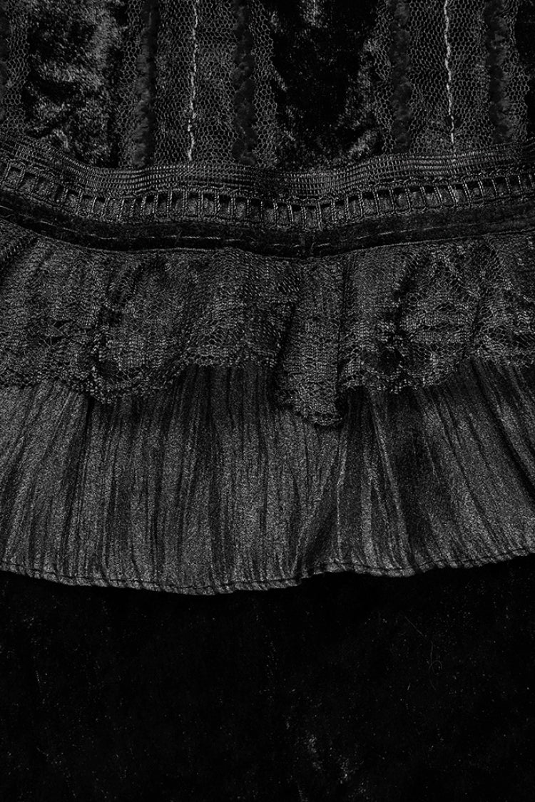 Black Sleeveless Ruffle Stitching Lace Women's Gothic Cape - Product - 8