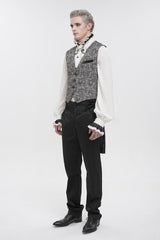 Gray Fashion Vintage Print Non-Stretch Fit Mid-Century Men's Gothic Tuxedo Vest - Product - 4