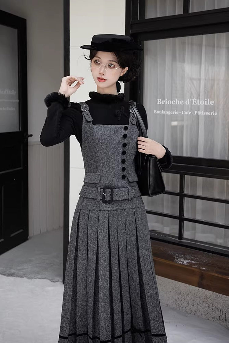 Grey [Letters & Poems · Grace] Ruffled Daily Elegant Classic Lolita Jsk Dress 2 Versions - Product - 11
