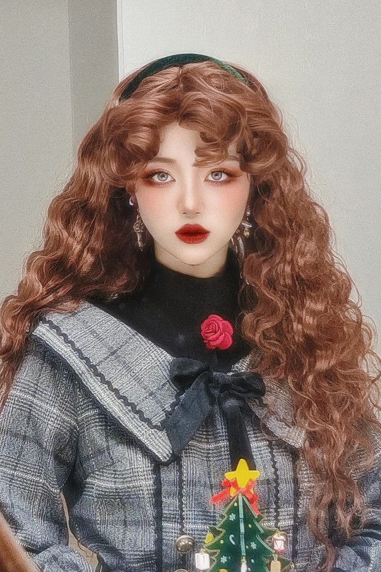 Orange-Brown Vintage Elegant Fluffy Wool Curl Lolita Wig - Product - 4