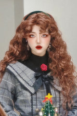 Orange-Brown Vintage Elegant Fluffy Wool Curl Lolita Wig - Product - 4