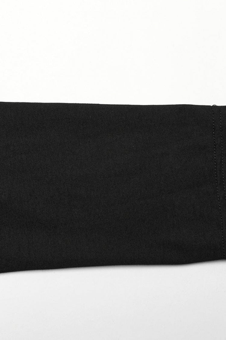 Black Long Sleeves Faux Leather Stitching Mens Steampunk Blouse - Product - 8