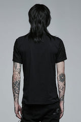 Black Short Sleeves Buckle Stitching Mesh Men's Steampunk T-Shirt - Product - 3