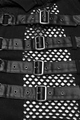Black Stitching Mesh Rivet Buckle Men's Punk Vest - Product - 5