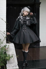 Black [Gothic Night Butler] Double-breasted Gothic Lolita Bustier Suspender Dress - Product - 7