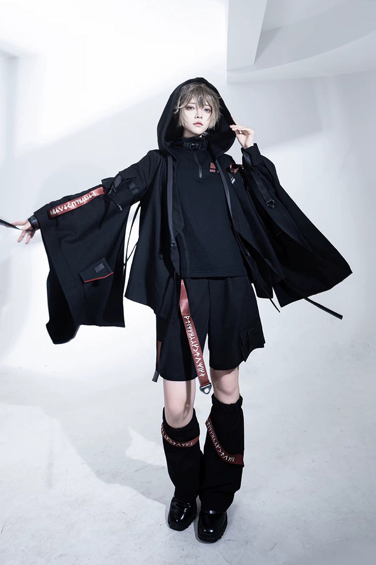 Black [Nameless Blade] Stand Collar Long Sleeves Gothic Prince Ouji Lolita Shorts Set - Product - 2