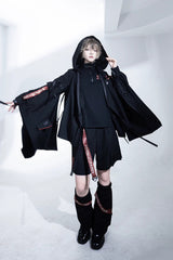 Black [Nameless Blade] Stand Collar Long Sleeves Gothic Prince Ouji Lolita Shorts Set - Product - 2