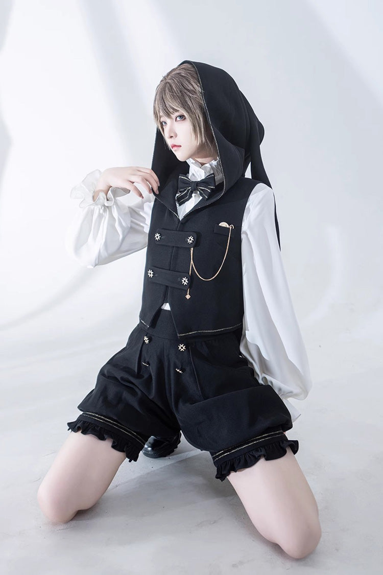 White Anxious Rabbit Long Sleeves Ouji Fashion Gothic Lolita Blouse - Product - 10