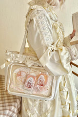 [Ballet Holiday] Ruffled Bow Sweet Japanese Crossbody Shoulder Lolita Itabag 10 Colors - Product - 9