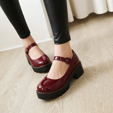 PU Leather Puppy Heel Classic Lolita Shoes 4 Colors - Wine - 4