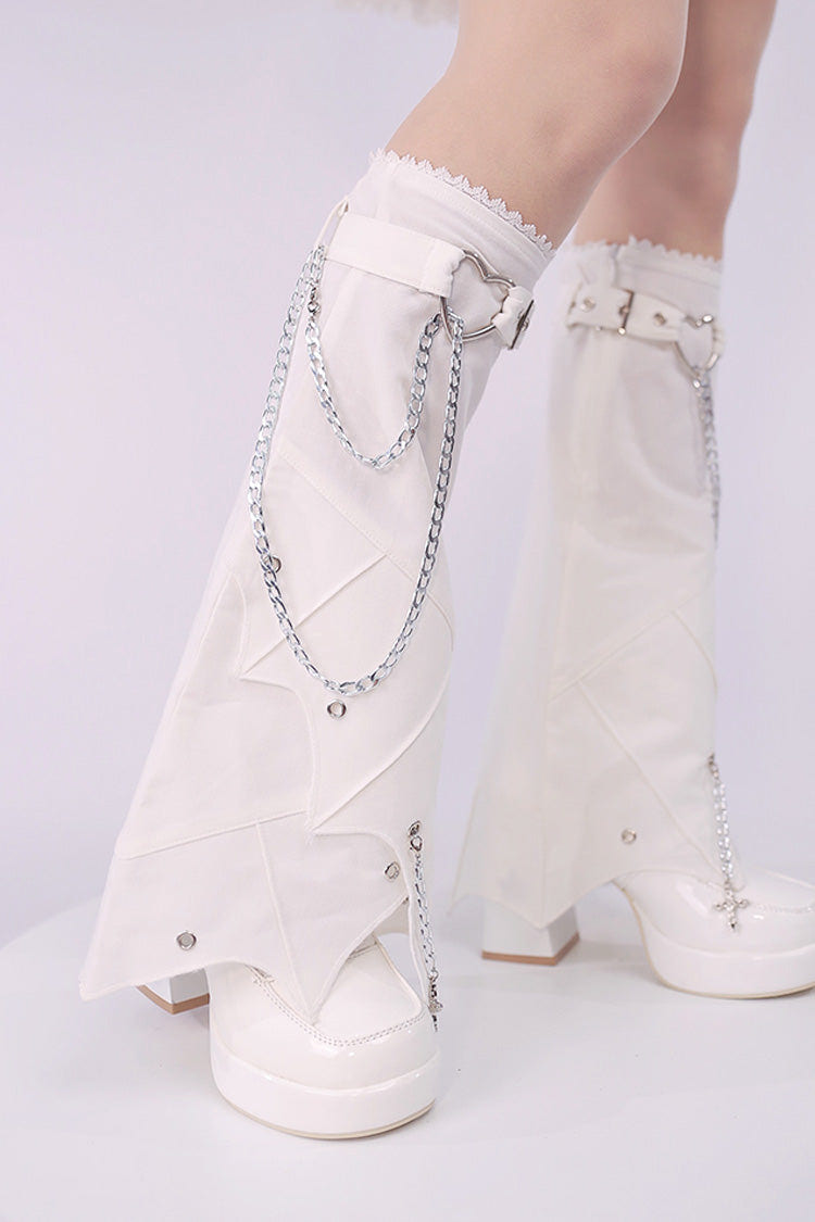 Covenant Cross Irregular Chain Gothic Lolita Leg Warmers 2 Colors - Product - 6