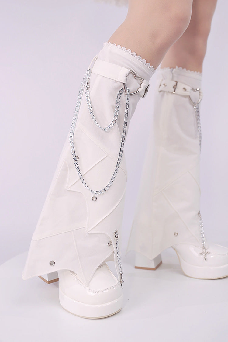 Covenant Cross Irregular Chain Gothic Lolita Leg Warmers 2 Colors - Product - 6