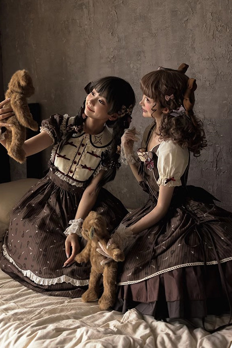 Brown Moro Coco [Hot Air Balloon] Print Ruffle Bowknot Sweet Elegant Princess Lolita Dress - Product - 7