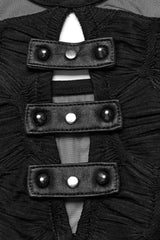 Black Sleeveless Hollow Stitching Mesh Cutout Ring Womens Steampunk Vest - Product - 6