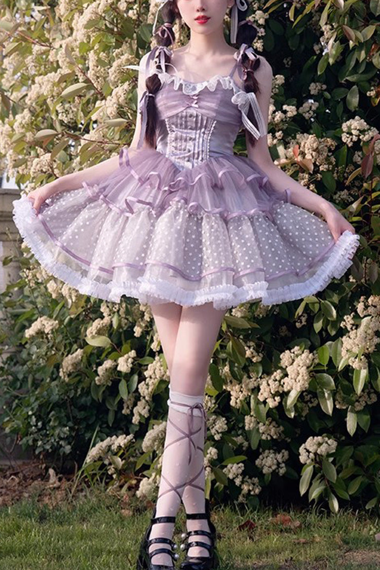 Purple Star Trail Star Yarn Multi-Layer Ballet Sweet Lolita Jsk Dress - Purple - 1