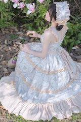 Multi-Color Midsummer Print Ruffle Embroidery Sweet Lolita Jsk Dress - Product - 9