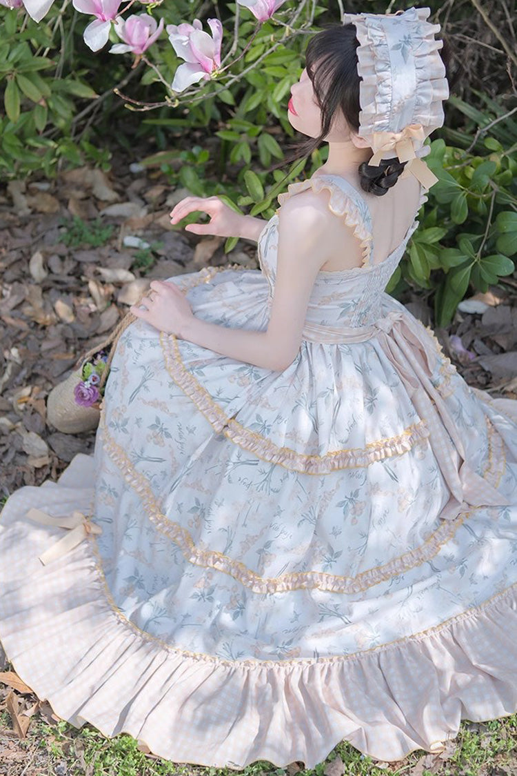Multi-Color Midsummer Print Ruffle Embroidery Sweet Lolita Jsk Dress - Product - 9