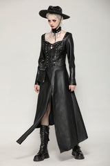 Black Women's Punk Long Sleeves Cut-Out Side Slit Irregular Hem Dress - Product - 8