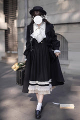 Black [Hathaway] Ruffle Bowknot Lace Elegant Lolita Jumper Dress - Product - 13