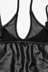 Black Halterneck Sleeveless Lace-Up Plunging Irregular Women's Punk Vest - Product - 8