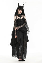 Black Off Shoulder Long Puff Sleeves Cut-Out Lace Women's Gothic Cape - Product - 10