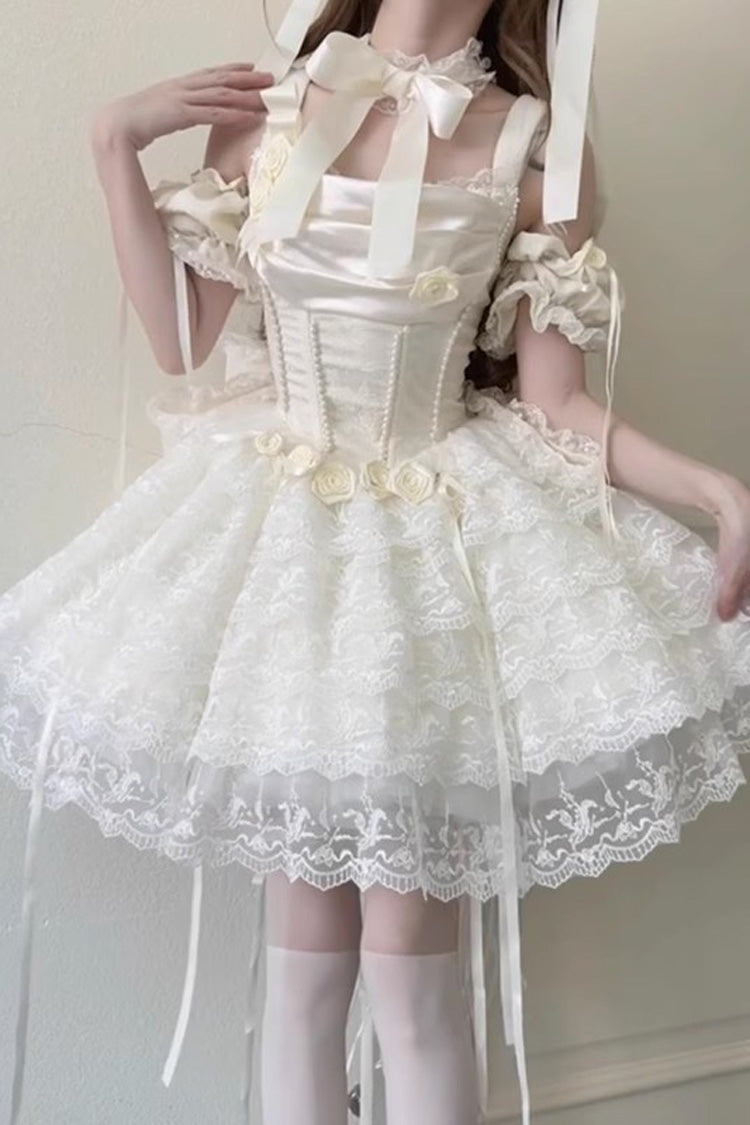 Ivory Angel Sweetheart Multi-Layered Lace Sweet Princess Ballet Lolita Dress - Ivory - 1
