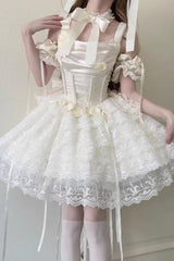Ivory Angel Sweetheart Multi-Layered Lace Sweet Princess Ballet Lolita Dress - Ivory - 1
