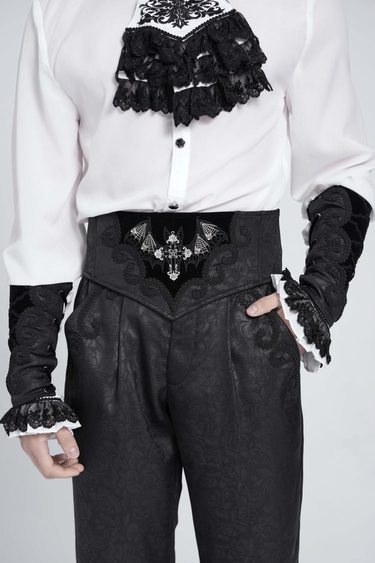 Black Embroidered Lace-Up Men's Gothic Accessory  Bat Embroidered Girdle - Product - 11
