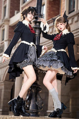 Black [Eternal Night Feast] Long Sleeves Gothic Prince Handsome Ouji Lolita Tailcoat Top and Shorts Set - Product - 4
