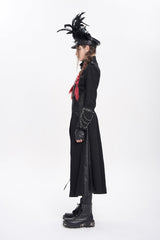 Black Stand Collar Long Sleeves Buckle Chain Women's Punk Jacket - Product - 3