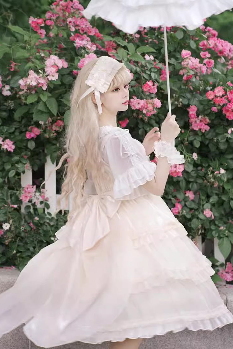 Star Gauze Romance Multi-layer Ruffle Bowknot Sweet Elegant Princess Lolita Jsk Dress 2 Colors - Product - 2