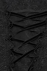Black Stand Collar Long Puff Sleeves Jacquard Lace Women's Gothic Blouse - Product - 7