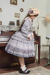 Purple Long Sleeves Ruffle Embroidery Bowknot Sweet Plus Size Elegant Lolita Dress - Product - 8