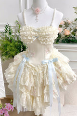 Dream of Love Multi-Layered Ruffle Bowknot Lace Sweet Lolita Dress 2 Colors - Off-White - 3