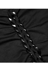 Black Elasticity Knitting Tie Braid Sexy Off The Shoulder Long Sleeve Women's Plus Size Gothic T-Shirt - Product - 8