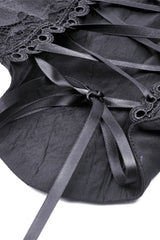 Black Ruffled Lace Splice Lace-Up Women's Gothic Overbust Corset - Product - 14