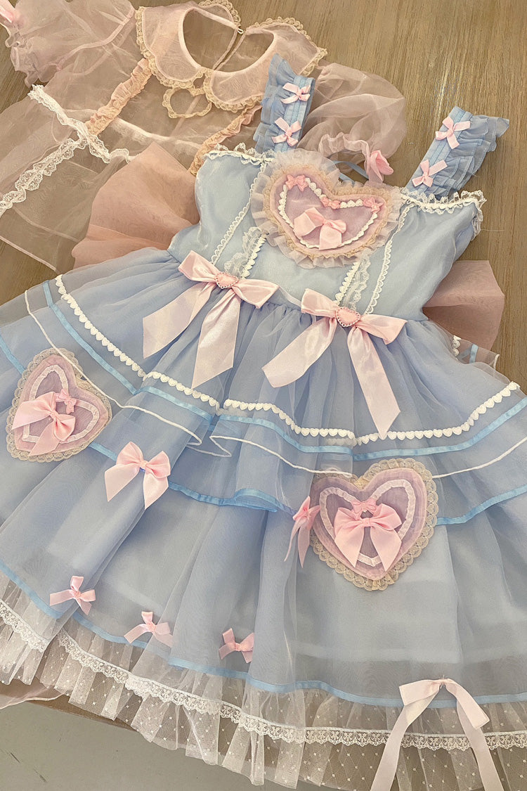 Blue/Pink Multi-layer Love Ruffle Bowknot Lace Sweet (Dress Only) detail view 3