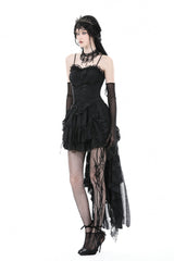 Black Ruffled Lace Splice Lace-Up Women's Gothic Overbust Corset - Product - 11
