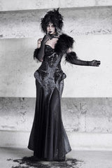 Black [Snake Eye Shadow] Sleeveless Print Stitching Slim Gothic Lolita Jsk Dress - Product - 10