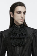 Black Multi-Layered Lace Mesh Men's Gothic Neckwear - Product - 4