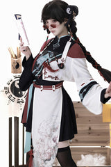 Multi-Color [Walking With The Demon] Print Asymmetric Gothic Chinese Style Ouji Lolita Skirt - Product - 15
