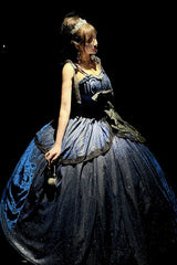 Blue [Galaxy of Fallen Tears] Sleeveless Glitter Series Ruffled Bow Asymmetric Sweet Lolita Jsk Dress - Product - 5