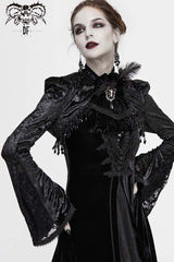 Black Lace Velvet Bubble Trumpet Sleeve Women's Gothic Small Shawl - Product - 4