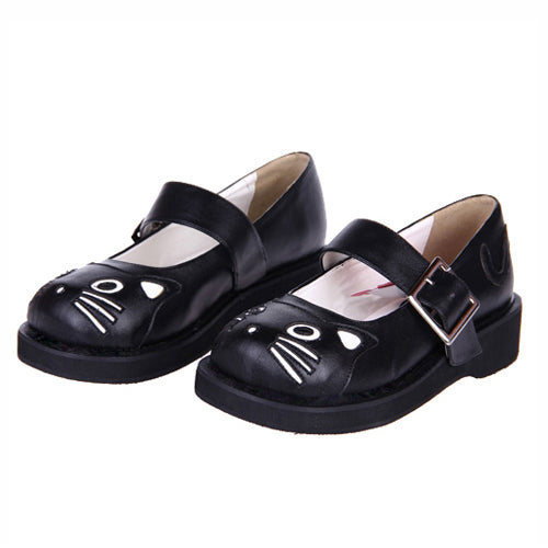 Black Patent Leather Point Toe Platform Sweet Lolita Shoes - Black - 1