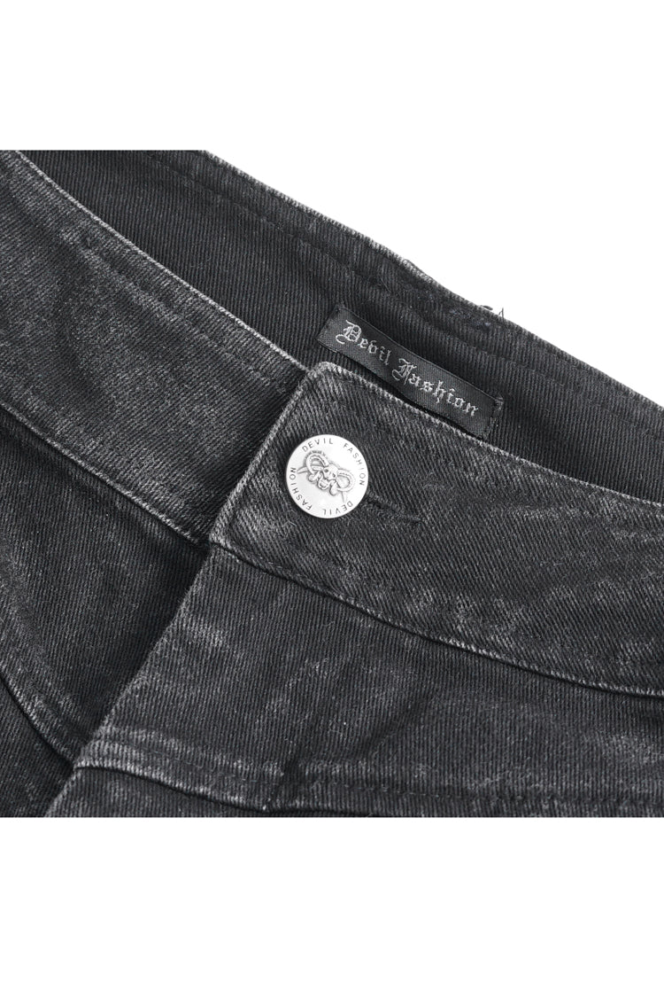Black Faux Leather Splice Men's Punk Flared Pants - Product - 10