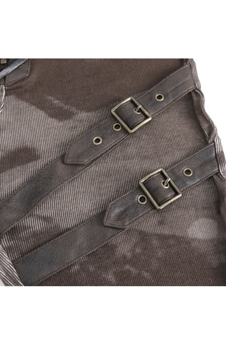 Brown High Waisted Print Women's Punk Pants - Product - 10